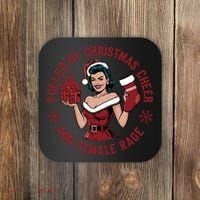 Funny Fueled By Christmas Cheer And Female Rage Patriarchy Coaster thumb 0
