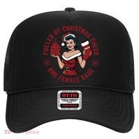 Funny Fueled By Christmas Cheer And Female Rage Patriarchy Hat thumb 0