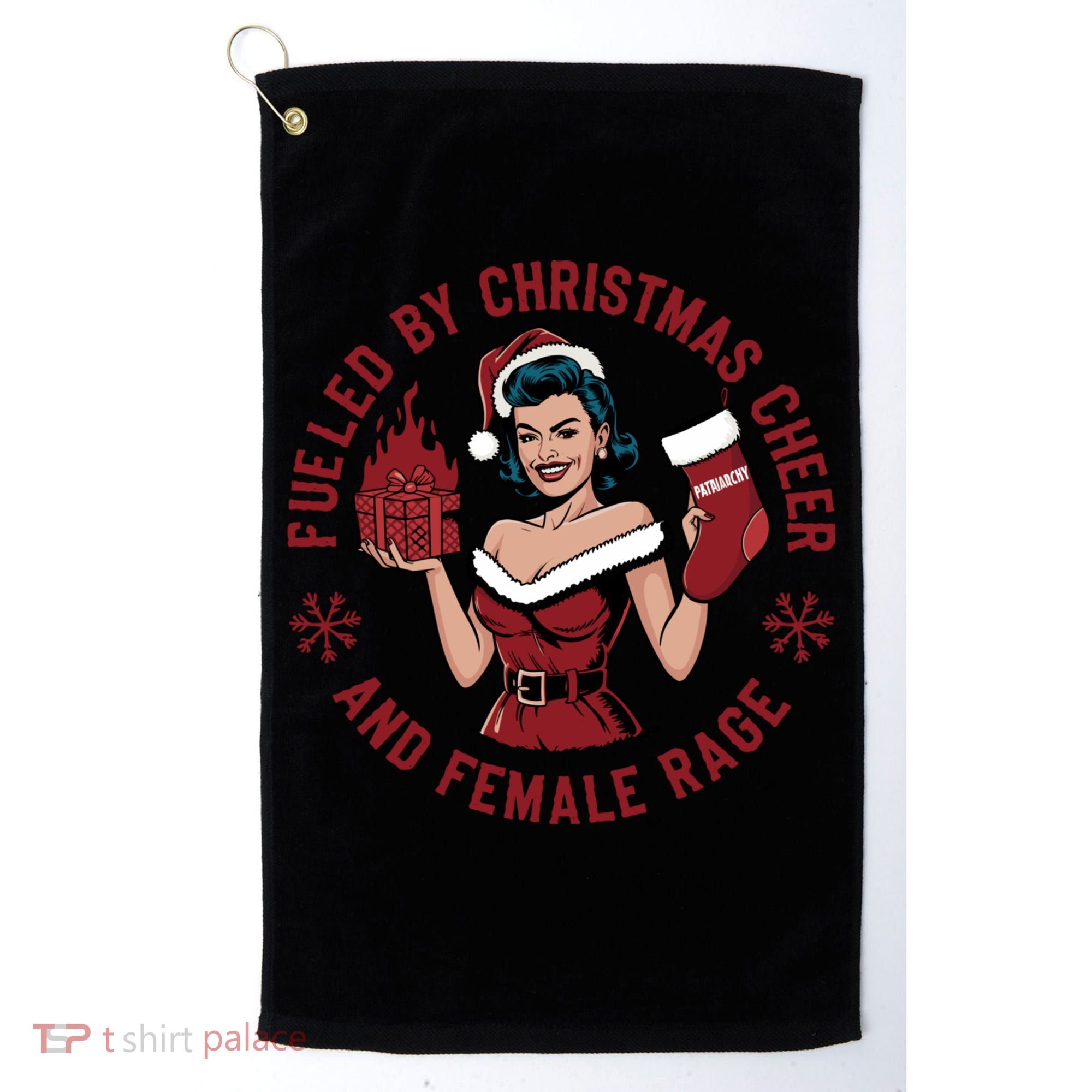 Funny Fueled By Christmas Cheer And Female Rage Patriarchy Golf Towel