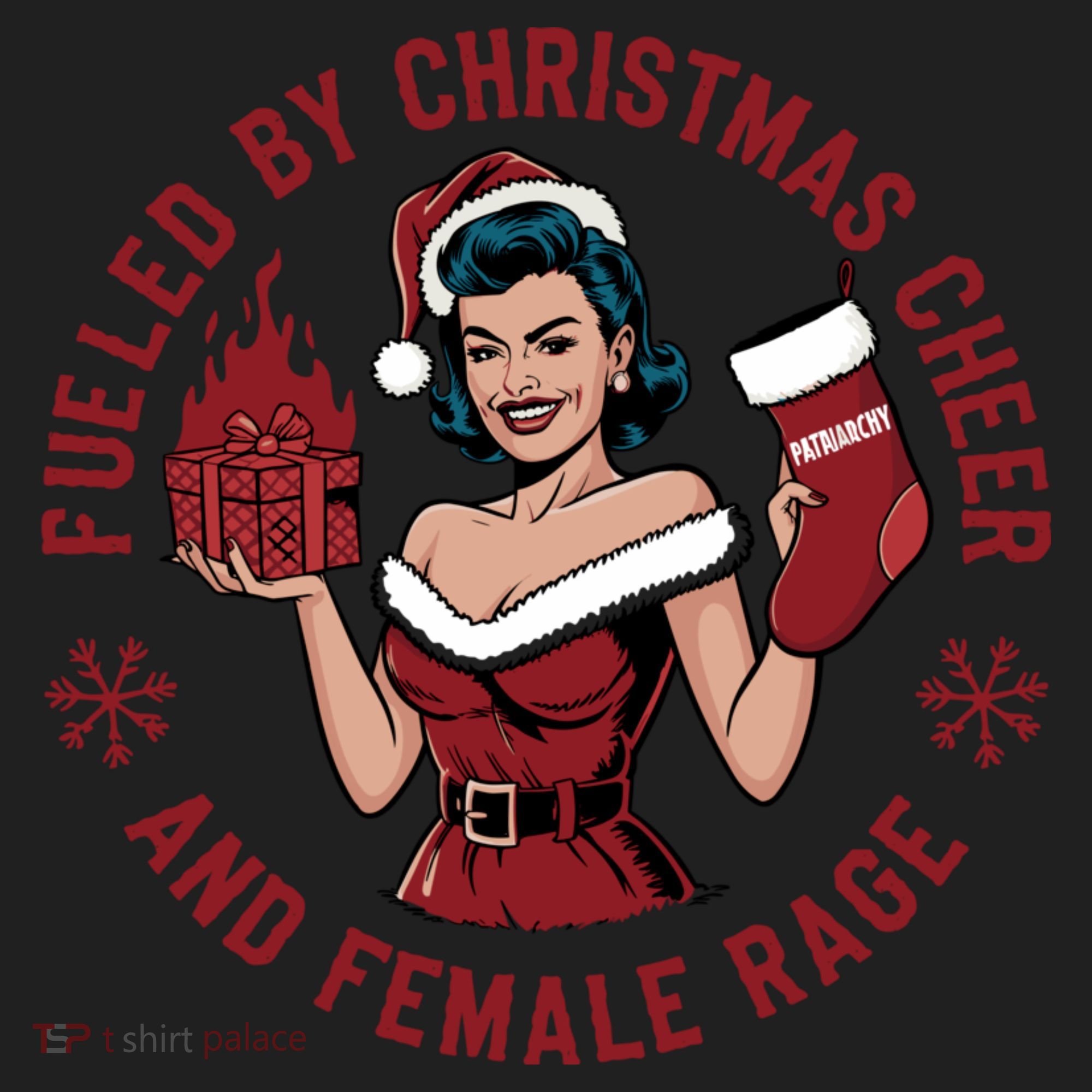 Funny Fueled By Christmas Cheer And Female Rage Patriarchy Golf Towel