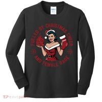 Funny Fueled By Christmas Cheer And Female Rage Patriarchy Kids Long Sleeve Shirt thumb 0