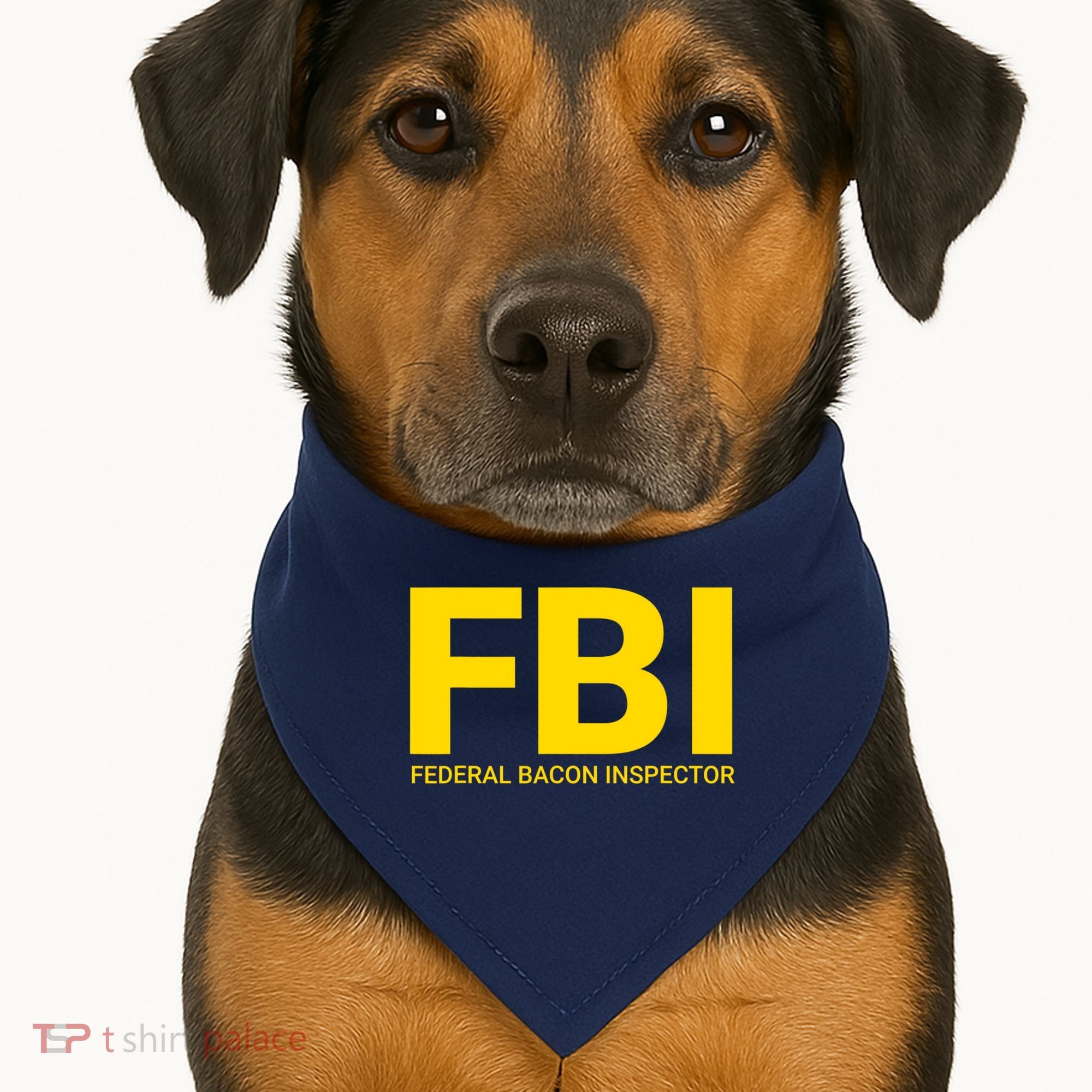 FBI Federal Bacon Inspector Funny Bacon USA-Made Doggie Bandana