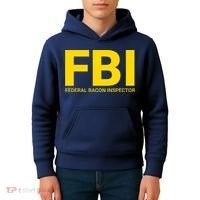 FBI Federal Bacon Inspector Funny Bacon Kids Hoodie thumb 4
