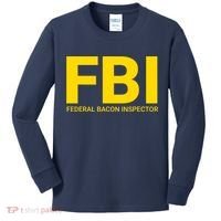 FBI Federal Bacon Inspector Funny Bacon Kids Long Sleeve Shirt thumb 0