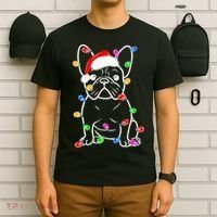 Funny French Bulldog Dog Tree Christmas Lights Xmas Pajama  T-Shirt thumb 6