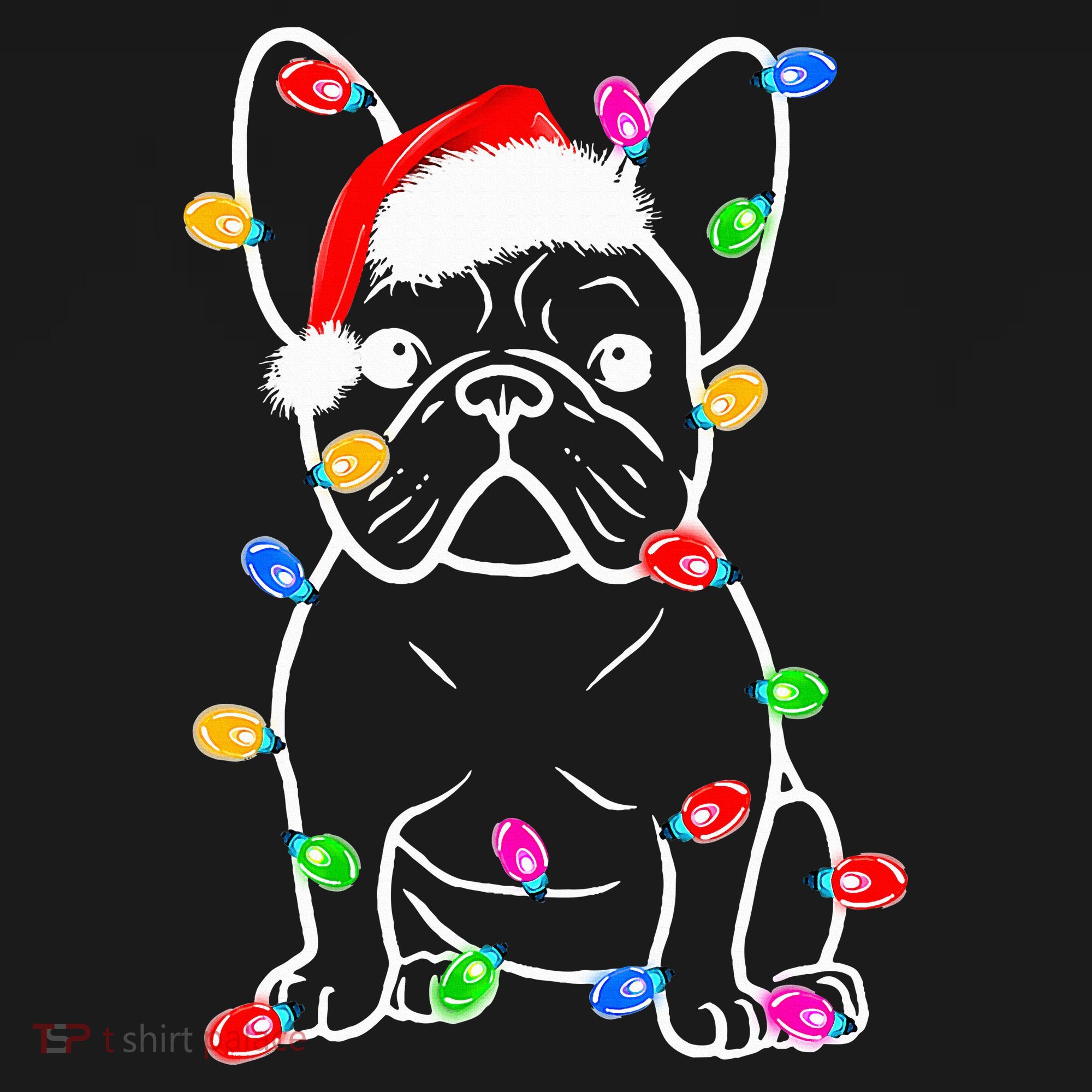 Funny French Bulldog Dog Tree Christmas Lights Xmas Pajama  Mousepad