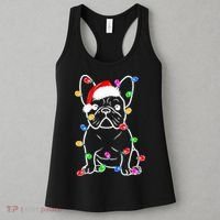 Funny French Bulldog Dog Tree Christmas Lights Xmas Pajama  Women's Tank Top thumb 3