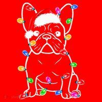 Funny French Bulldog Dog Tree Christmas Lights Xmas Pajama  Santa Hat thumb 1