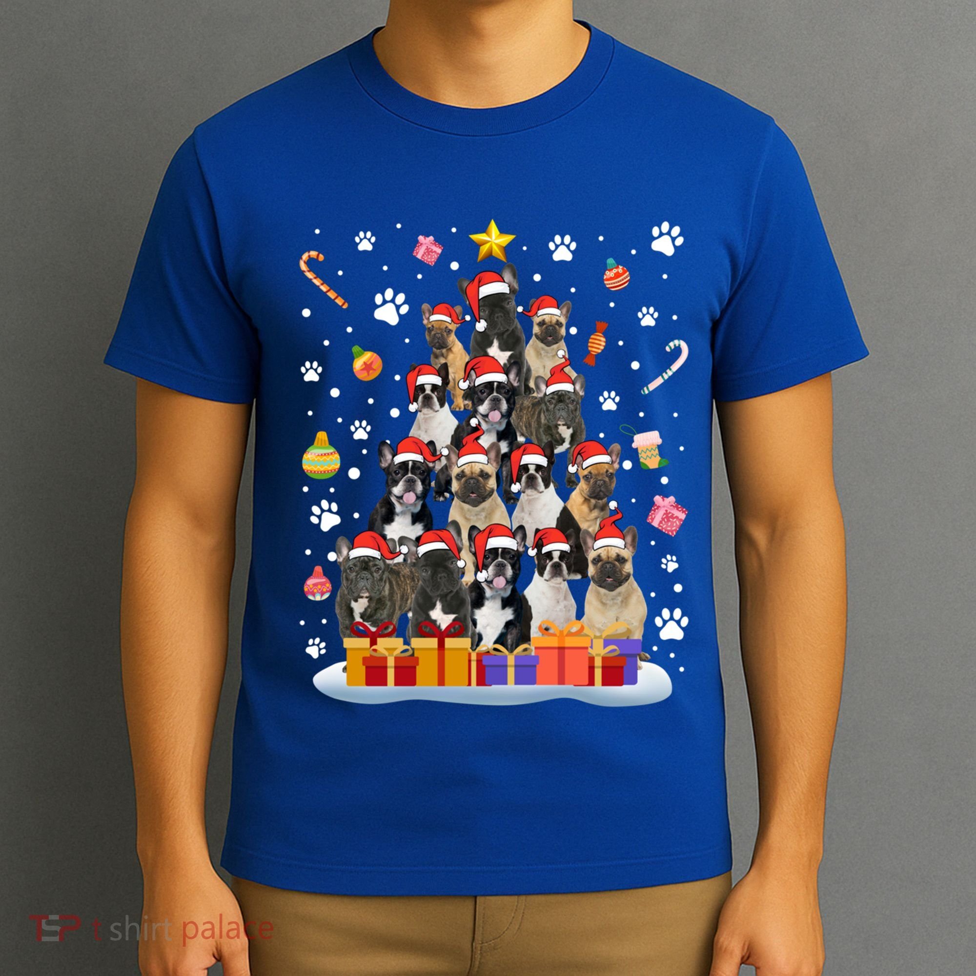 Funny French Bulldog Dog Ugly Sweater Christmas Tree Xmas Gift T-Shirt