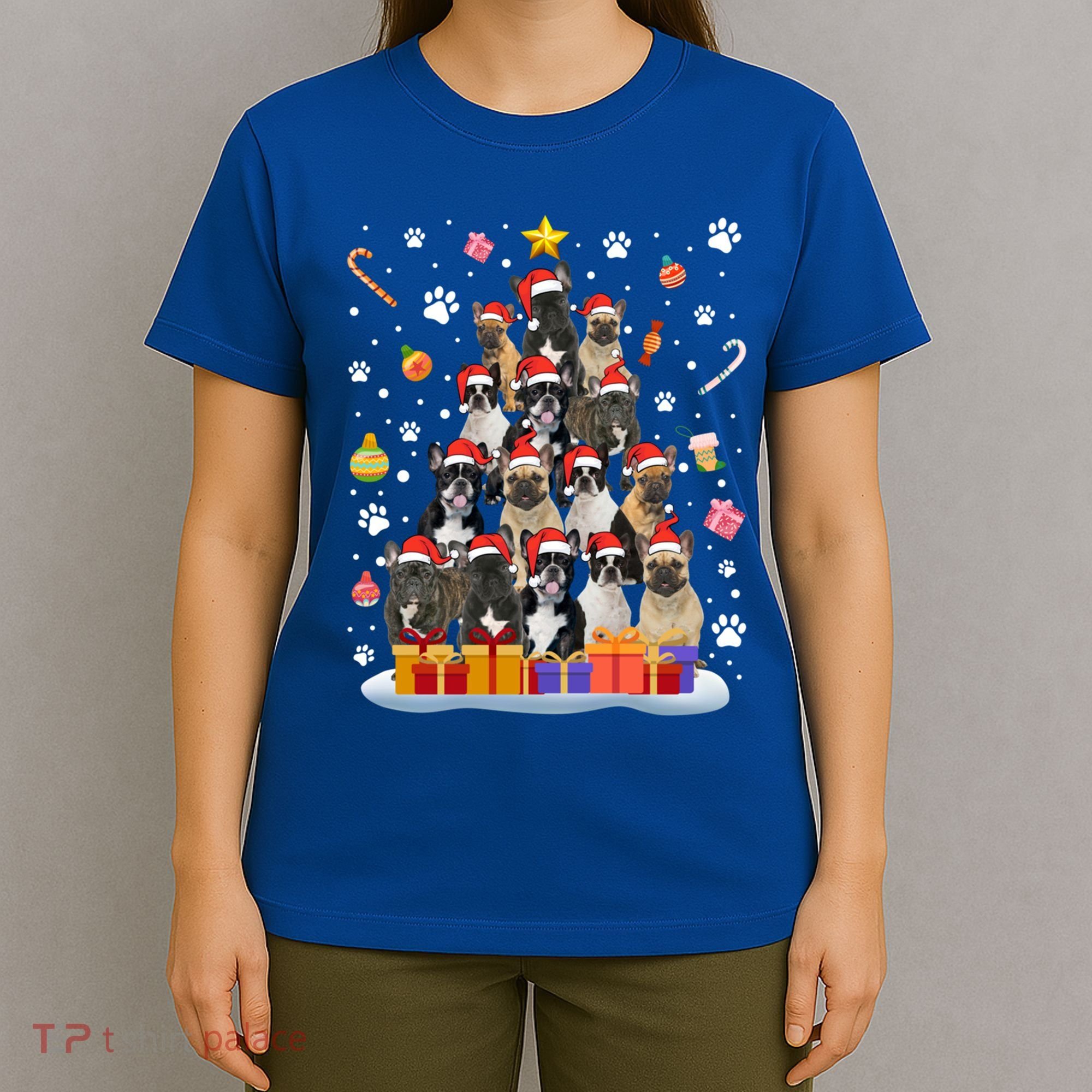Funny French Bulldog Dog Ugly Sweater Christmas Tree Xmas Gift T-Shirt