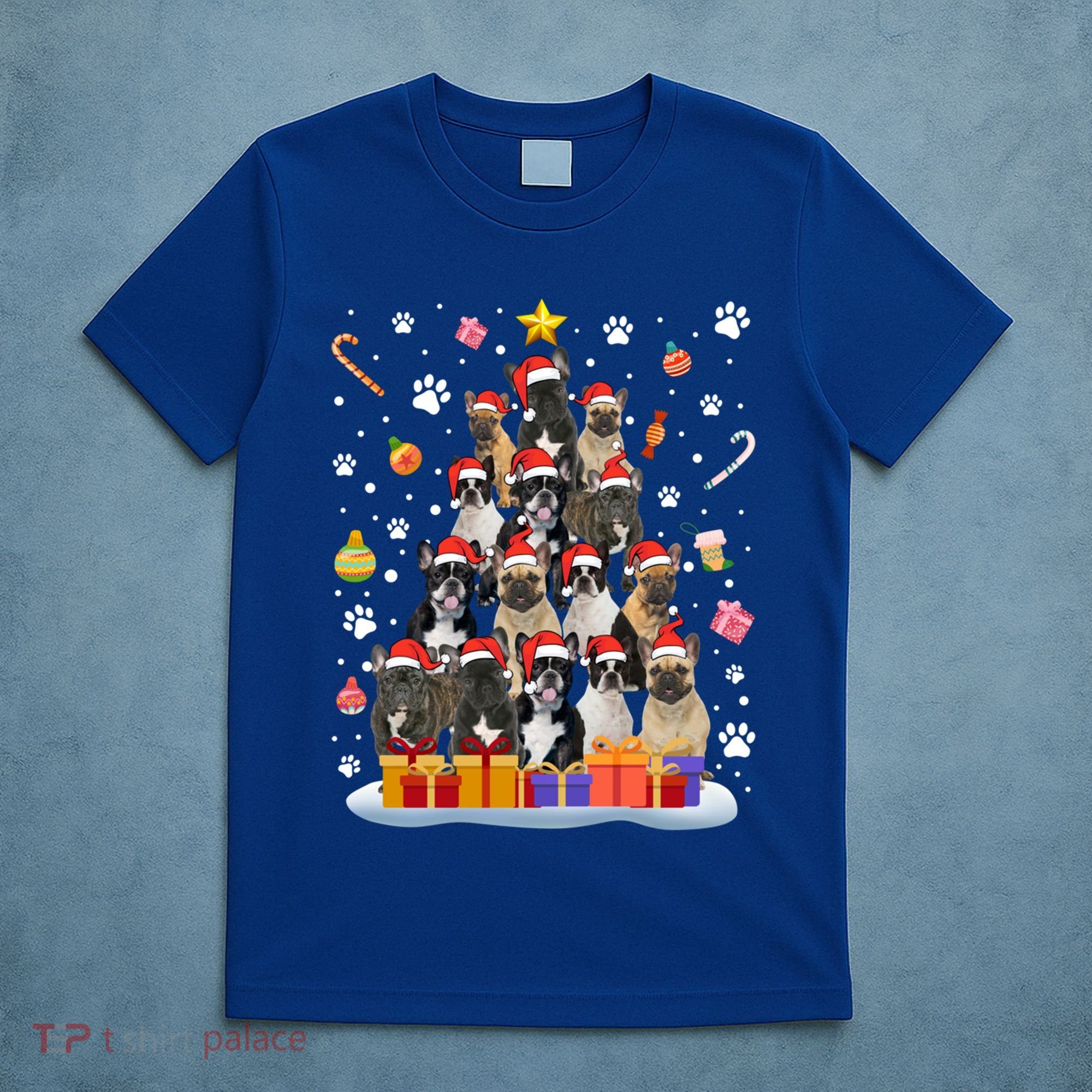 Funny French Bulldog Dog Ugly Sweater Christmas Tree Xmas Gift T-Shirt
