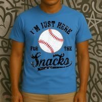 Funny Fantasy Baseball League I’m Just Here For The Snacks T-Shirt thumb 3