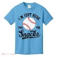 Funny Fantasy Baseball League I’m Just Here For The Snacks Kids T-Shirt thumb 0
