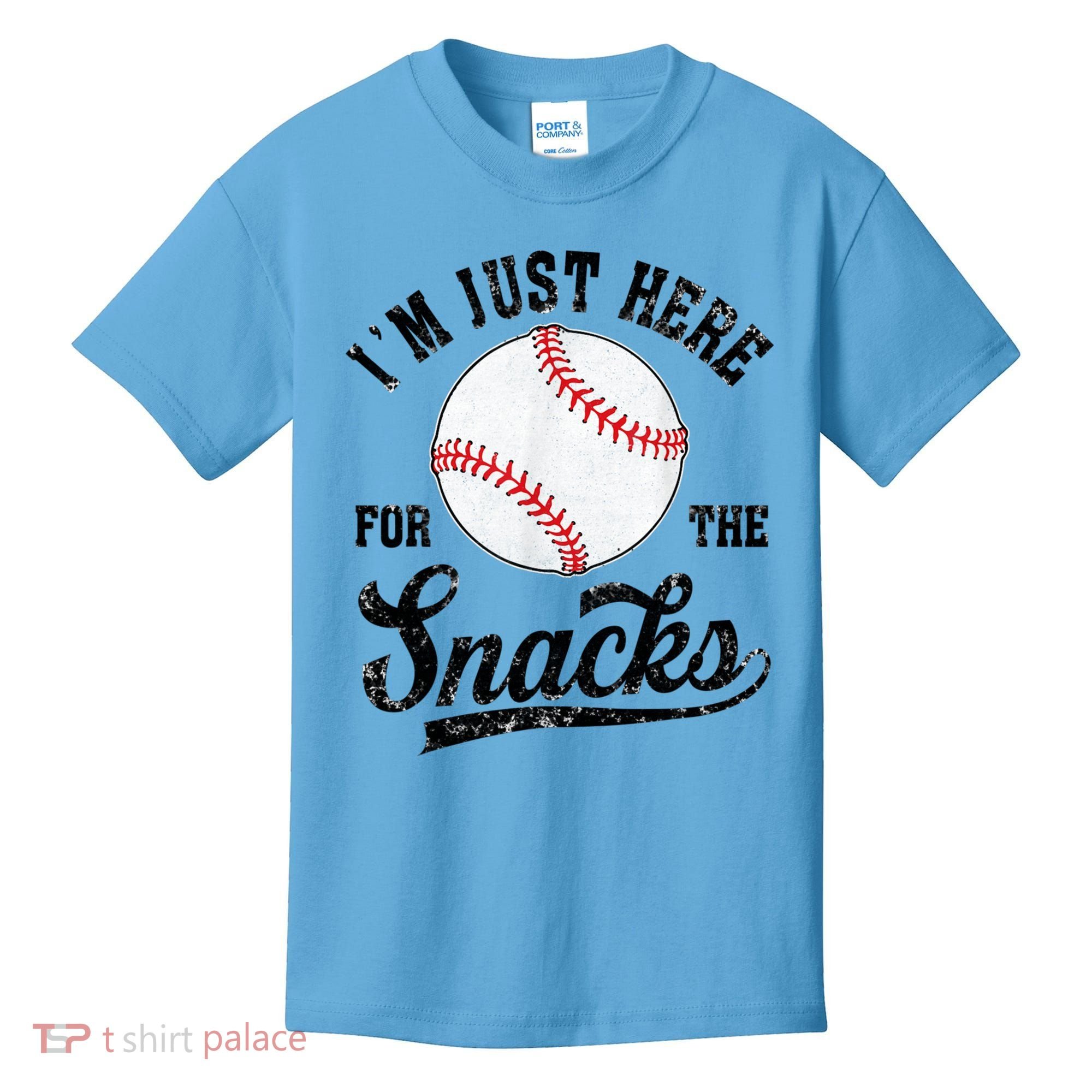 Funny Fantasy Baseball League I’m Just Here For The Snacks Kids T-Shirt
