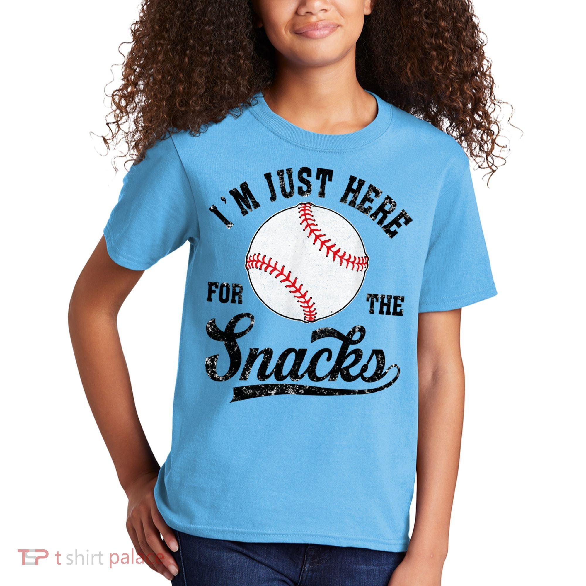 Funny Fantasy Baseball League I’m Just Here For The Snacks Kids T-Shirt