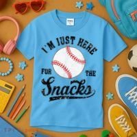 Funny Fantasy Baseball League I’m Just Here For The Snacks Kids T-Shirt thumb 3