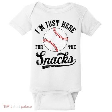 Funny Fantasy Baseball League I’m Just Here For The Snacks Baby Bodysuit