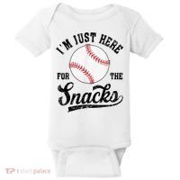 Funny Fantasy Baseball League I’m Just Here For The Snacks Baby Bodysuit thumb 0