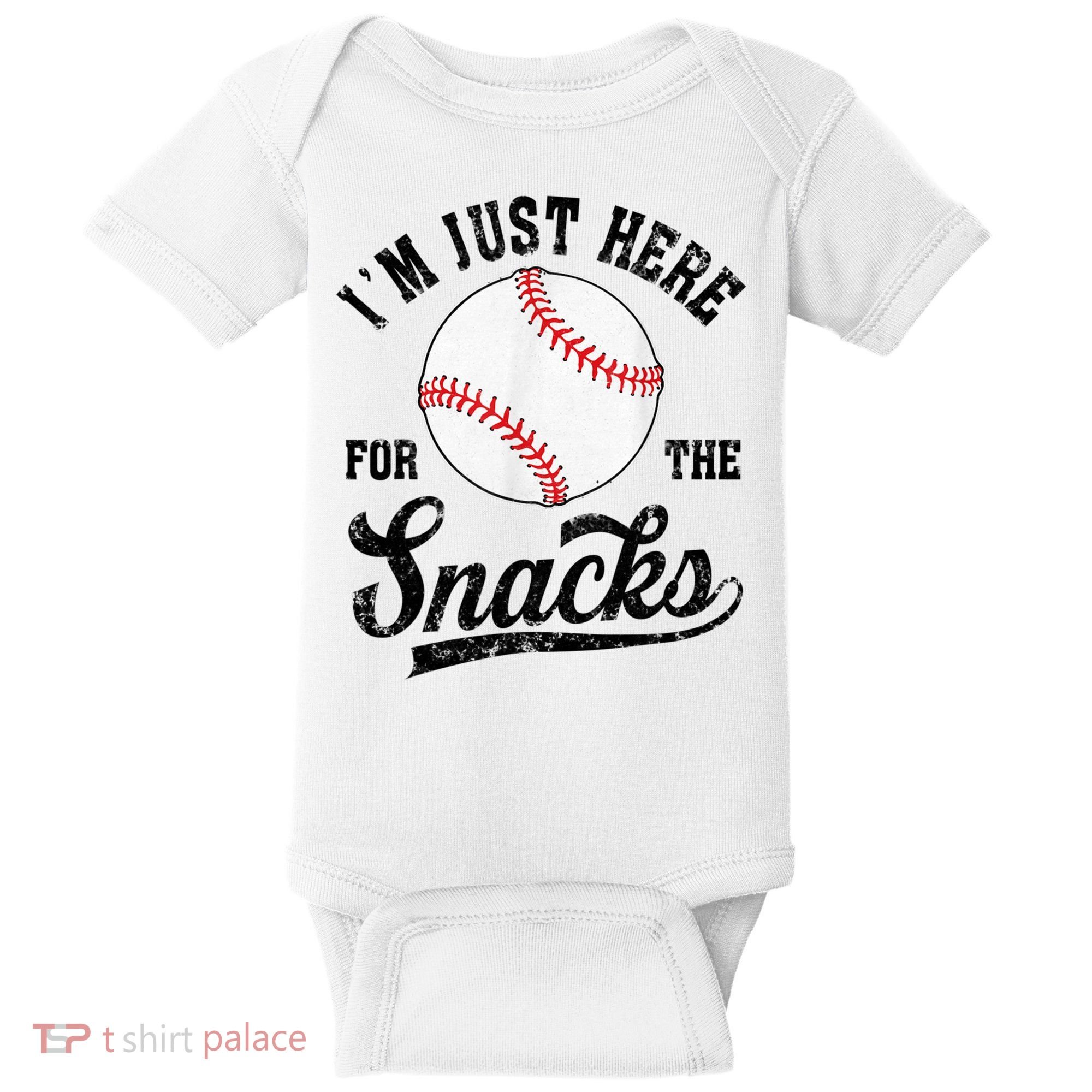 Funny Fantasy Baseball League I’m Just Here For The Snacks Baby Bodysuit