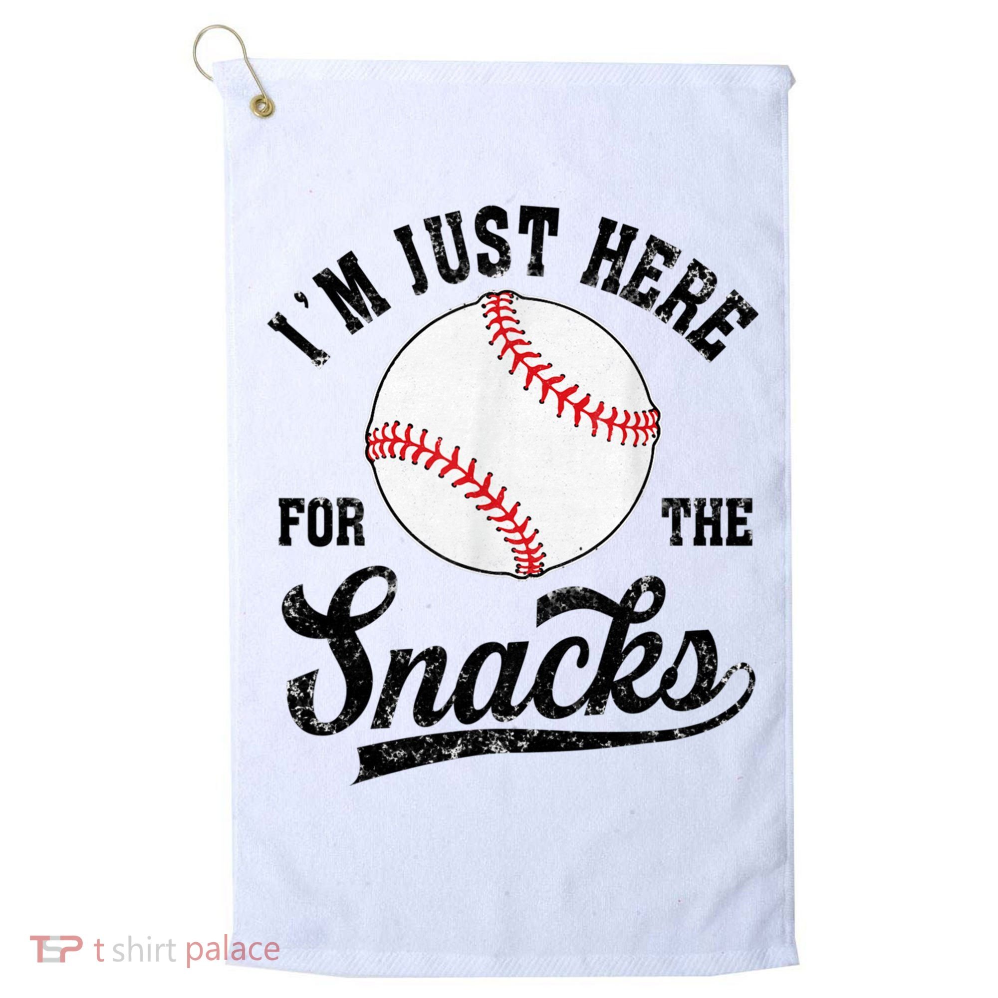 Funny Fantasy Baseball League I’m Just Here For The Snacks Golf Towel