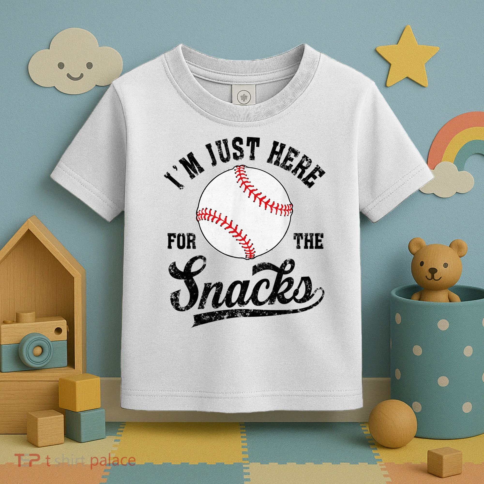 Funny Fantasy Baseball League I’m Just Here For The Snacks Toddler T-Shirt