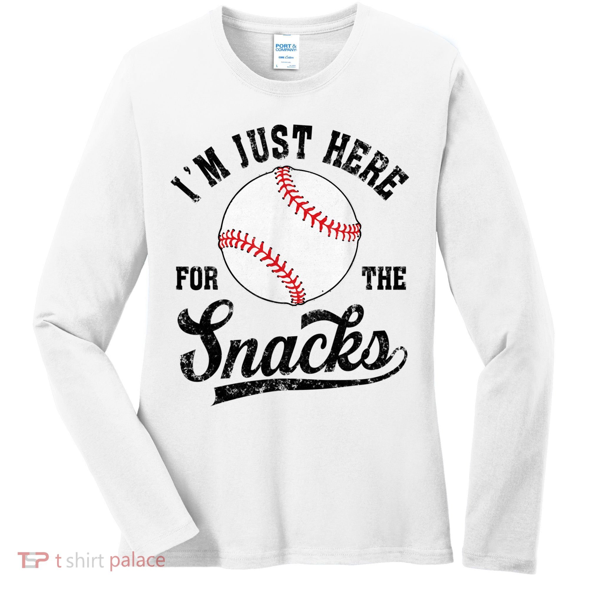 Funny Fantasy Baseball League I’m Just Here For The Snacks Women's Long Sleeve Shirt