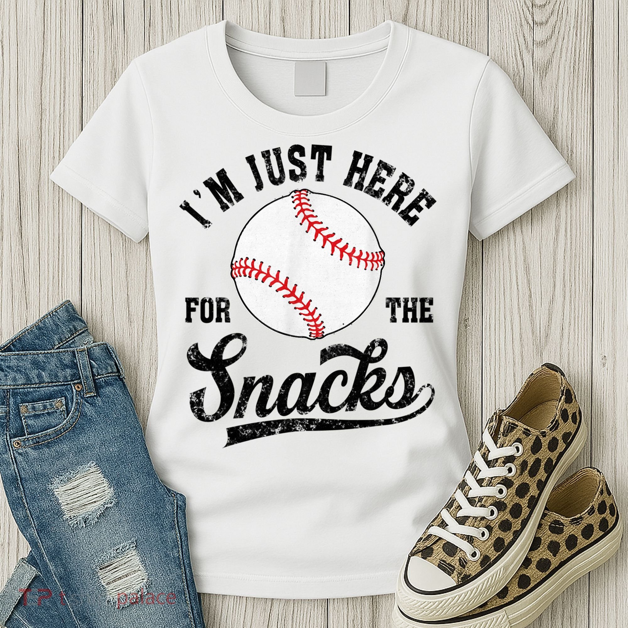 Funny Fantasy Baseball League I’m Just Here For The Snacks Women's T-Shirt
