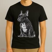 Funny French Bulldog Frenchie Black And White T-Shirt thumb 3