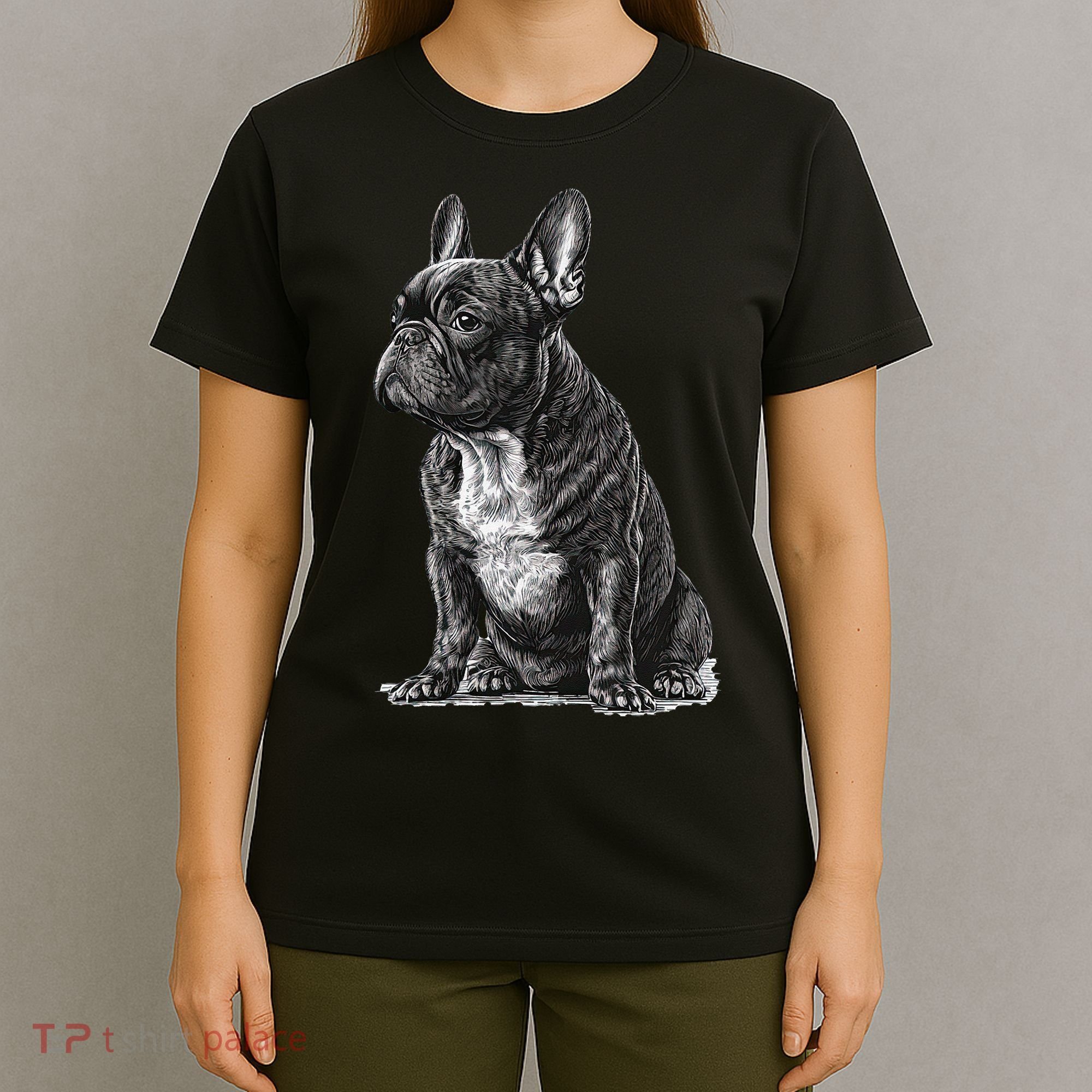 Funny French Bulldog Frenchie Black And White T-Shirt