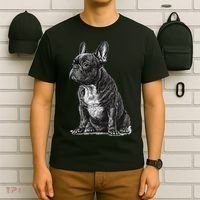 Funny French Bulldog Frenchie Black And White T-Shirt thumb 6