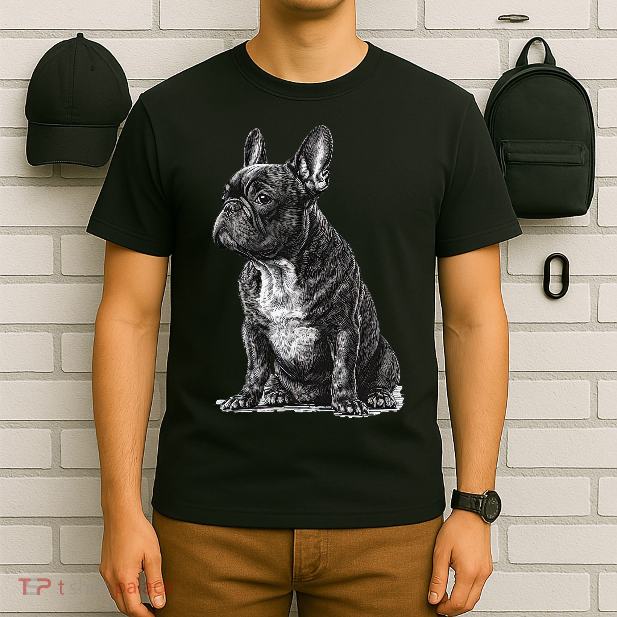 Funny French Bulldog Frenchie Black And White T-Shirt