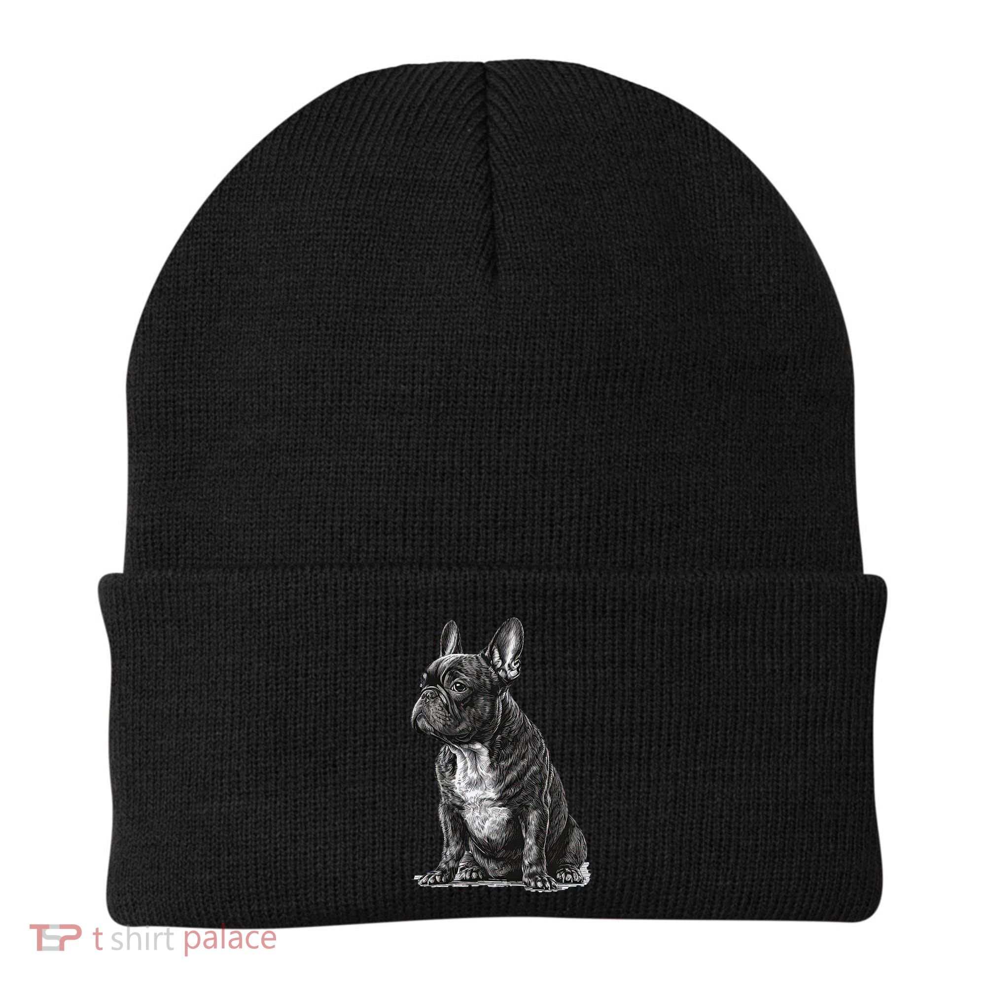 Funny French Bulldog Frenchie Black And White Beanie