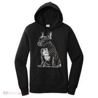 Funny French Bulldog Frenchie Black And White Women's Hoodie thumb 0