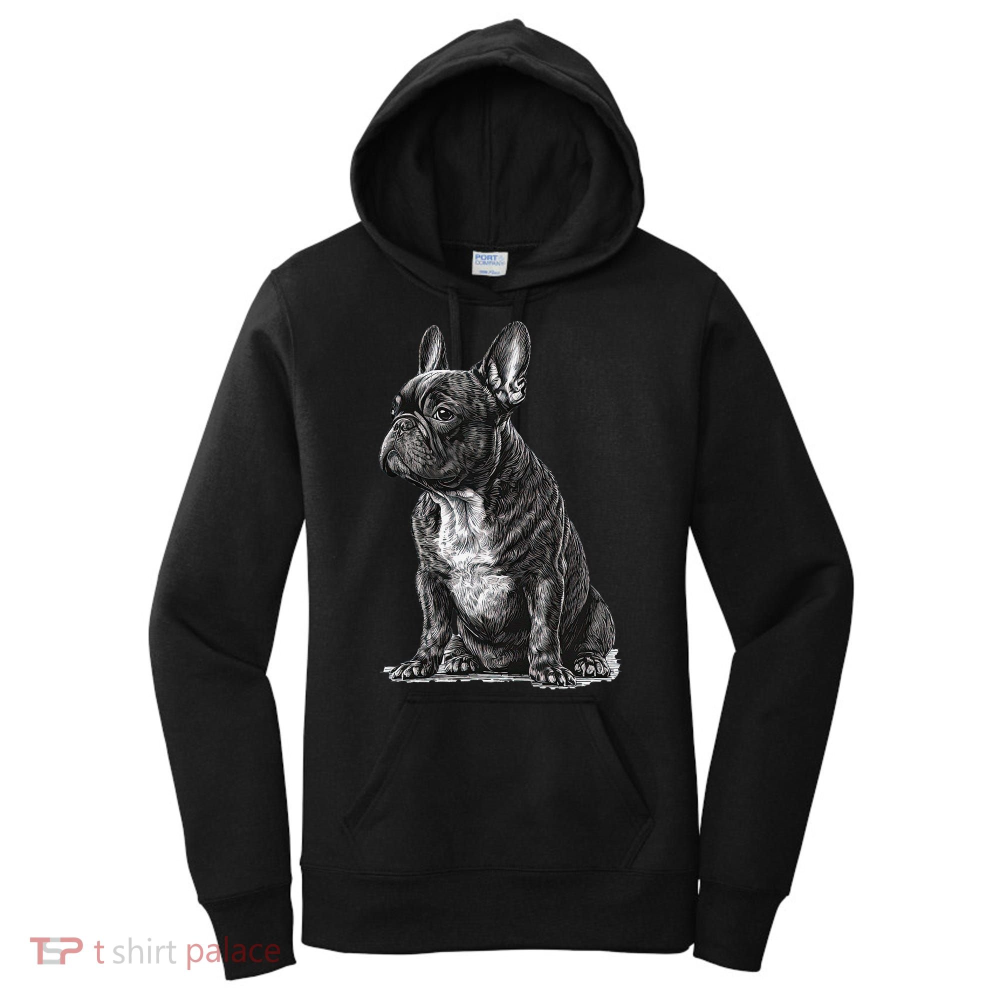 Funny French Bulldog Frenchie Black And White Women's Hoodie