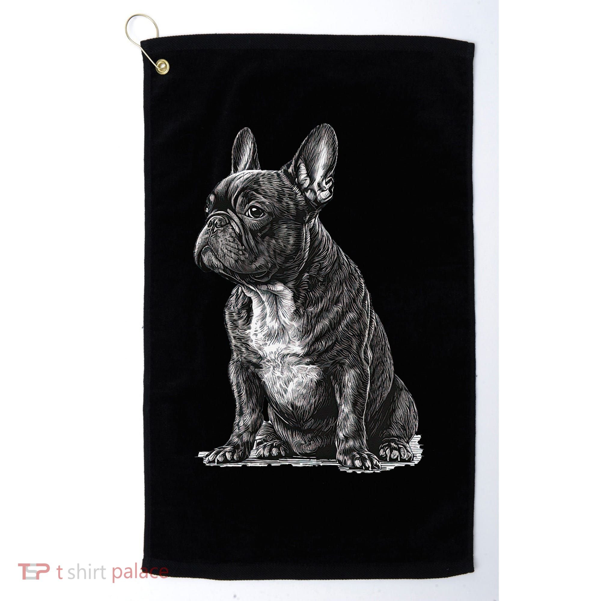 Funny French Bulldog Frenchie Black And White Golf Towel