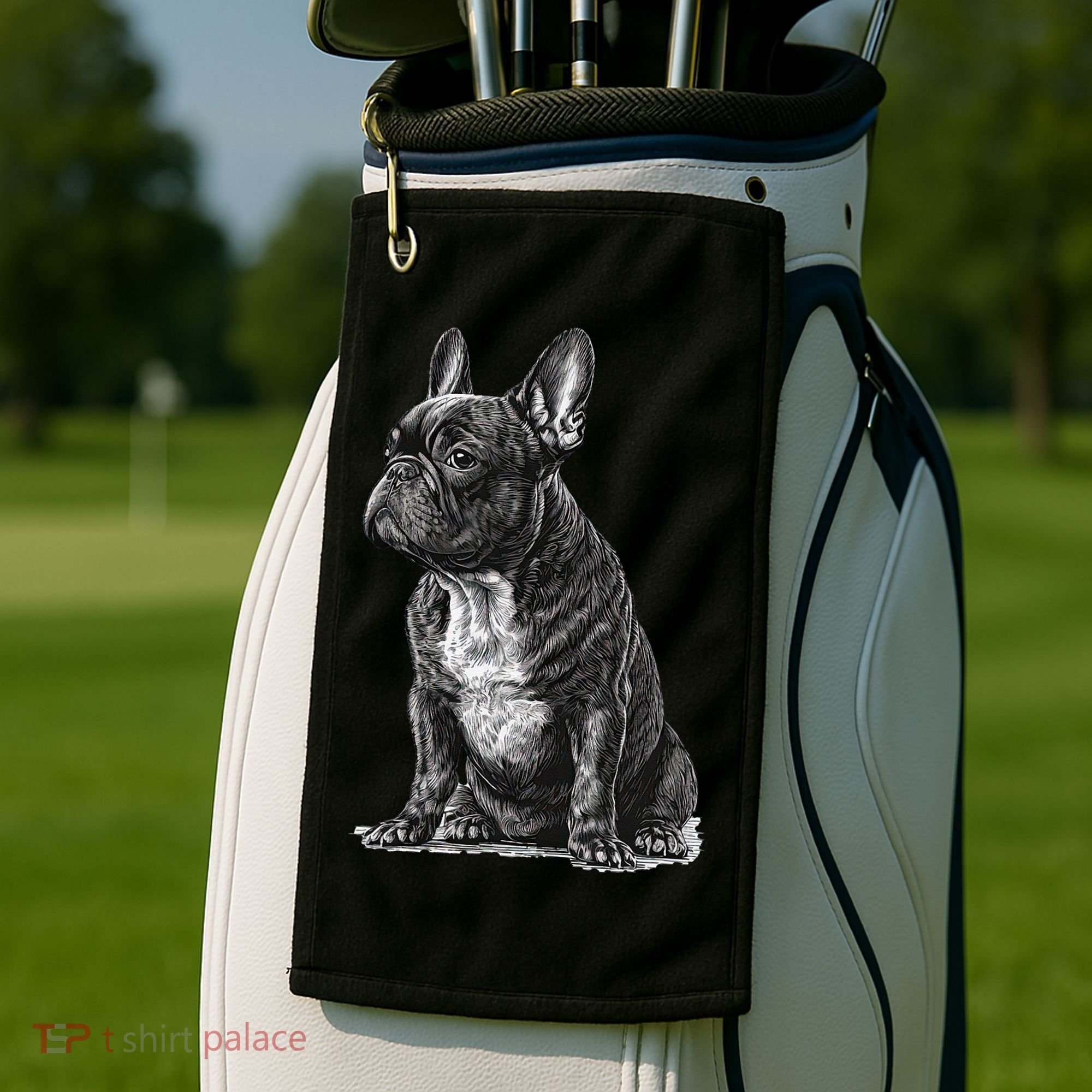 Funny French Bulldog Frenchie Black And White Golf Towel