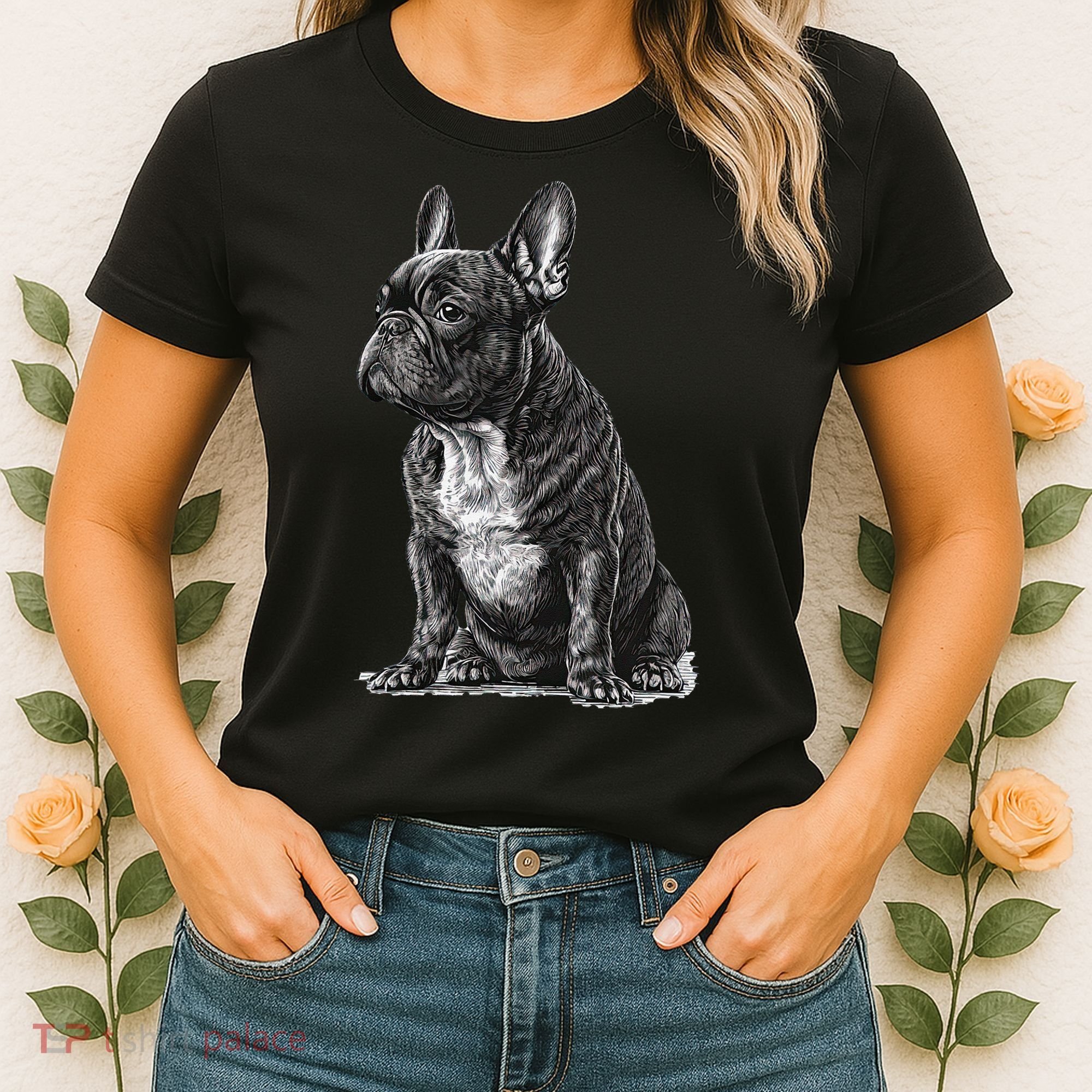 Funny French Bulldog Frenchie Black And White Women's T-Shirt
