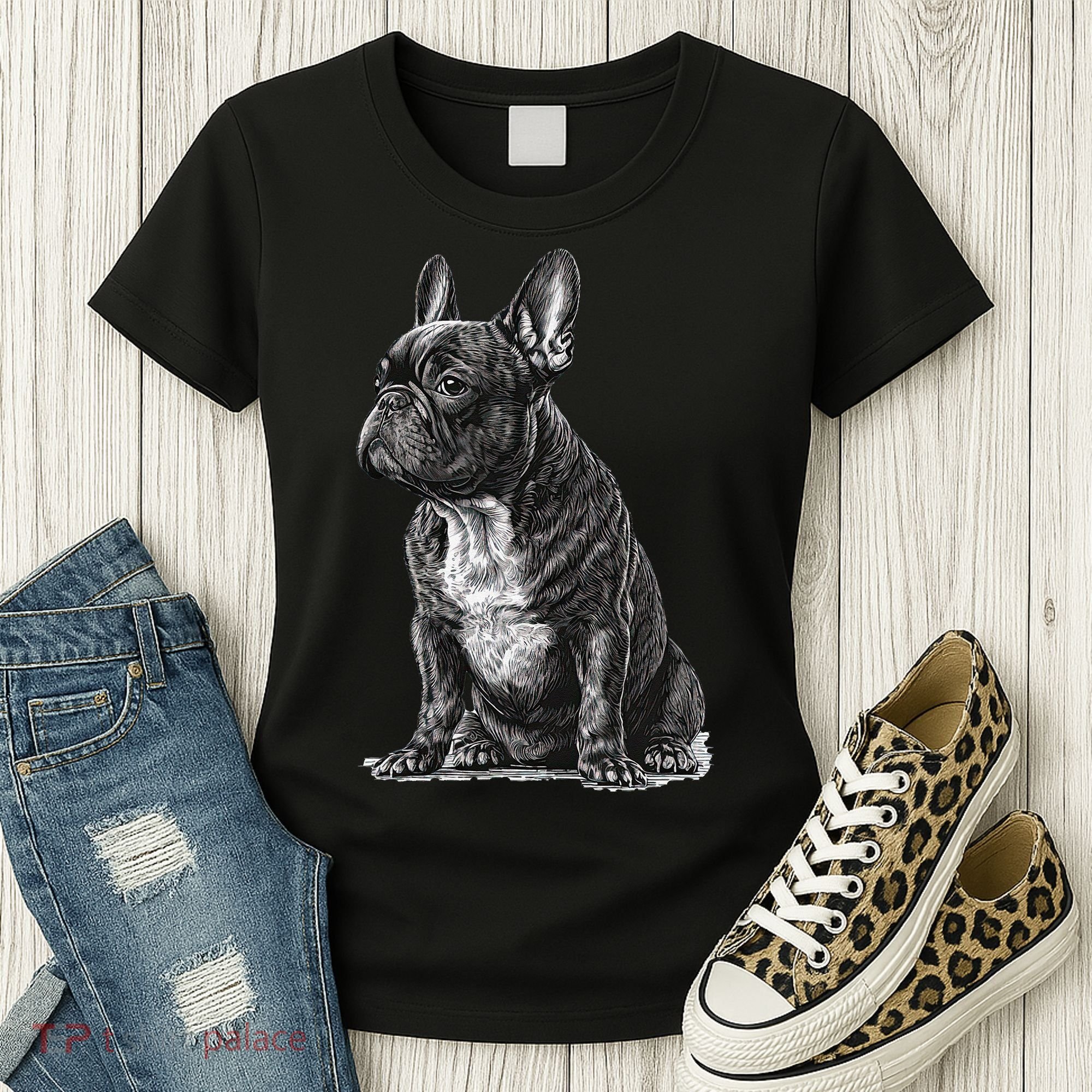 Funny French Bulldog Frenchie Black And White Women's T-Shirt