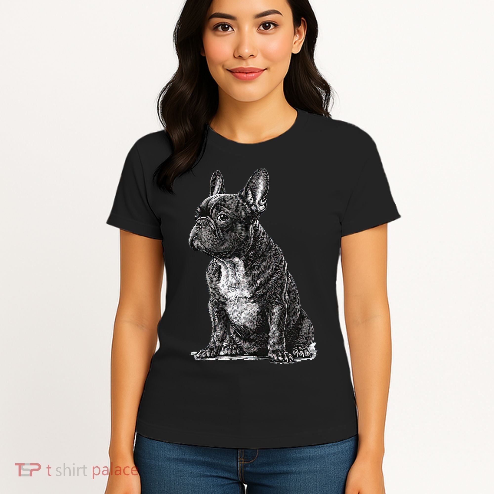 Funny French Bulldog Frenchie Black And White Women's T-Shirt