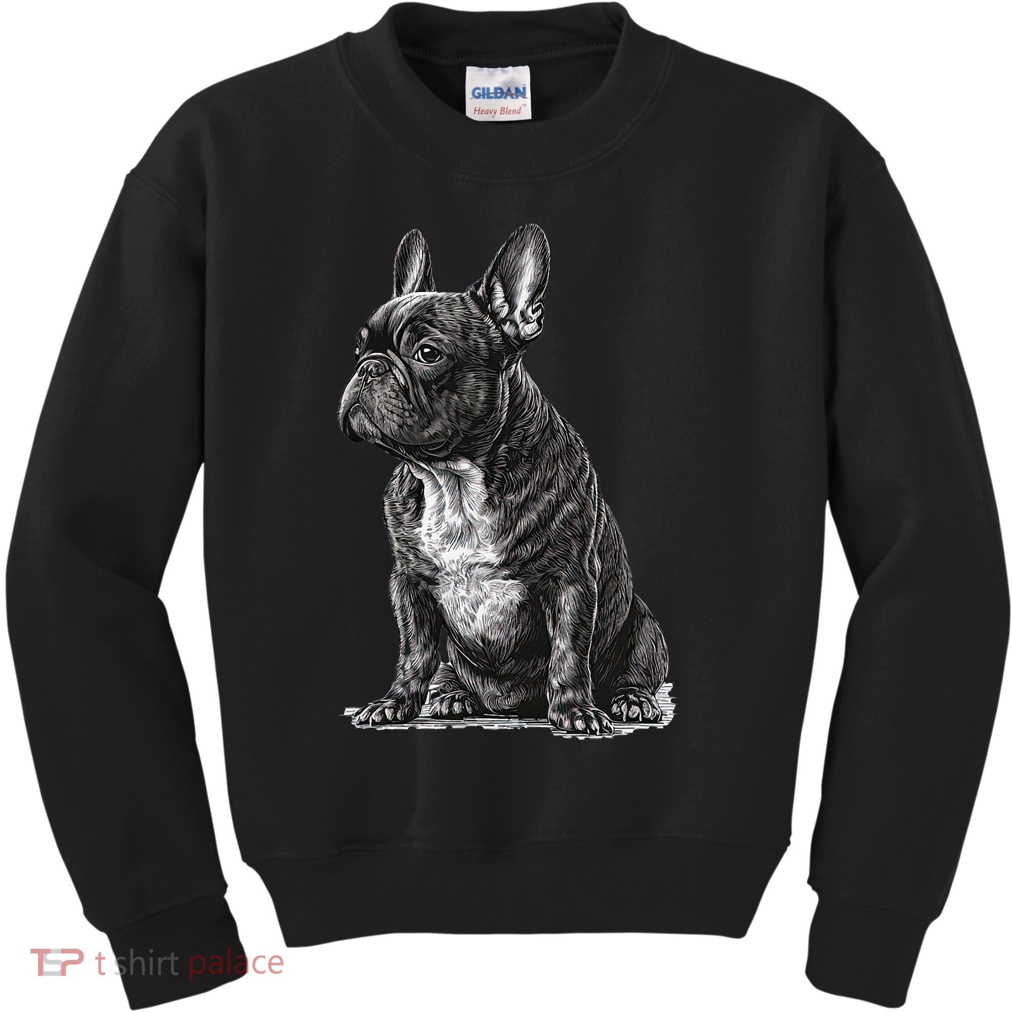 Funny French Bulldog Frenchie Black And White Kids Sweatshirt