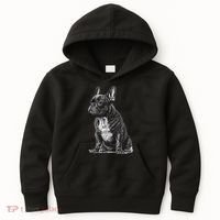 Funny French Bulldog Frenchie Black And White Kids Hoodie thumb 0