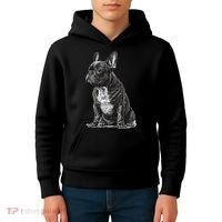 Funny French Bulldog Frenchie Black And White Kids Hoodie thumb 4