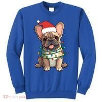 Funny French Bulldog Dog Santa Christmas Tree Lights Cute Gift Sweatshirt thumb 0