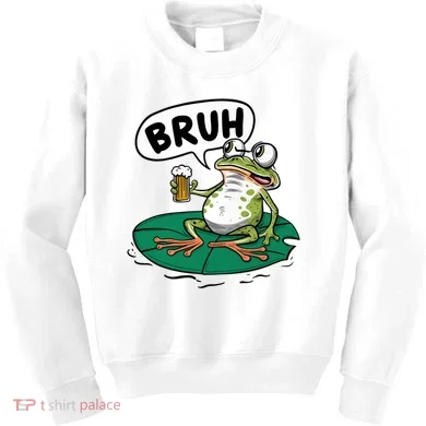 Funny Frog Bruh .. Kids Sweatshirt