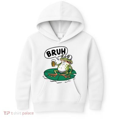 Funny Frog Bruh .. Kids Hoodie
