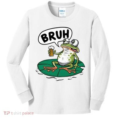 Funny Frog Bruh .. Kids Long Sleeve Shirt