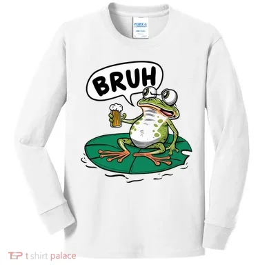 Funny Frog Bruh .. Kids Long Sleeve Shirt