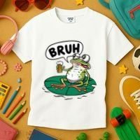 Funny Frog Bruh .. Kids T-Shirt thumb 3