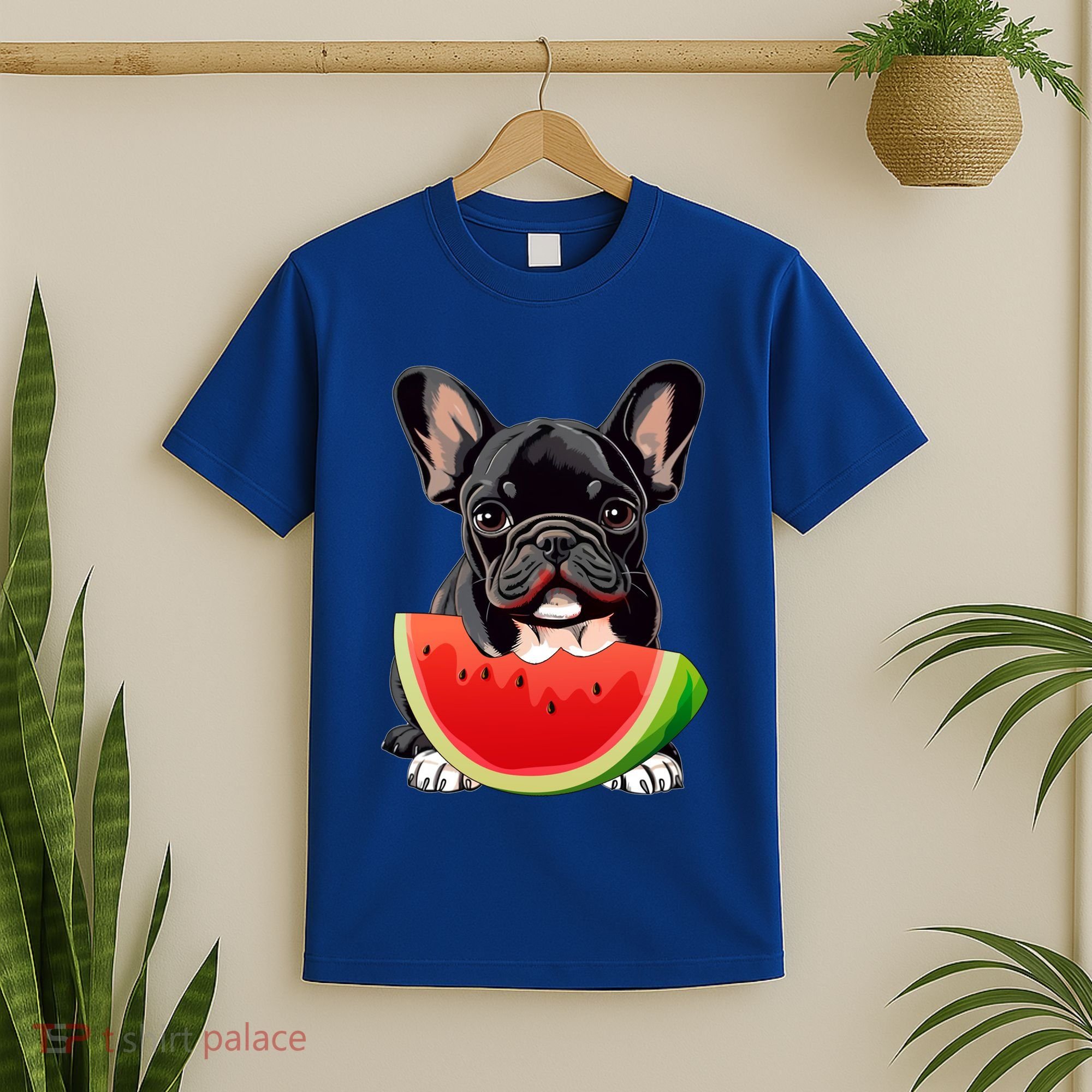 Funny French Bulldog Dog And Watermelon Slice Summer Vacation Gift T-Shirt