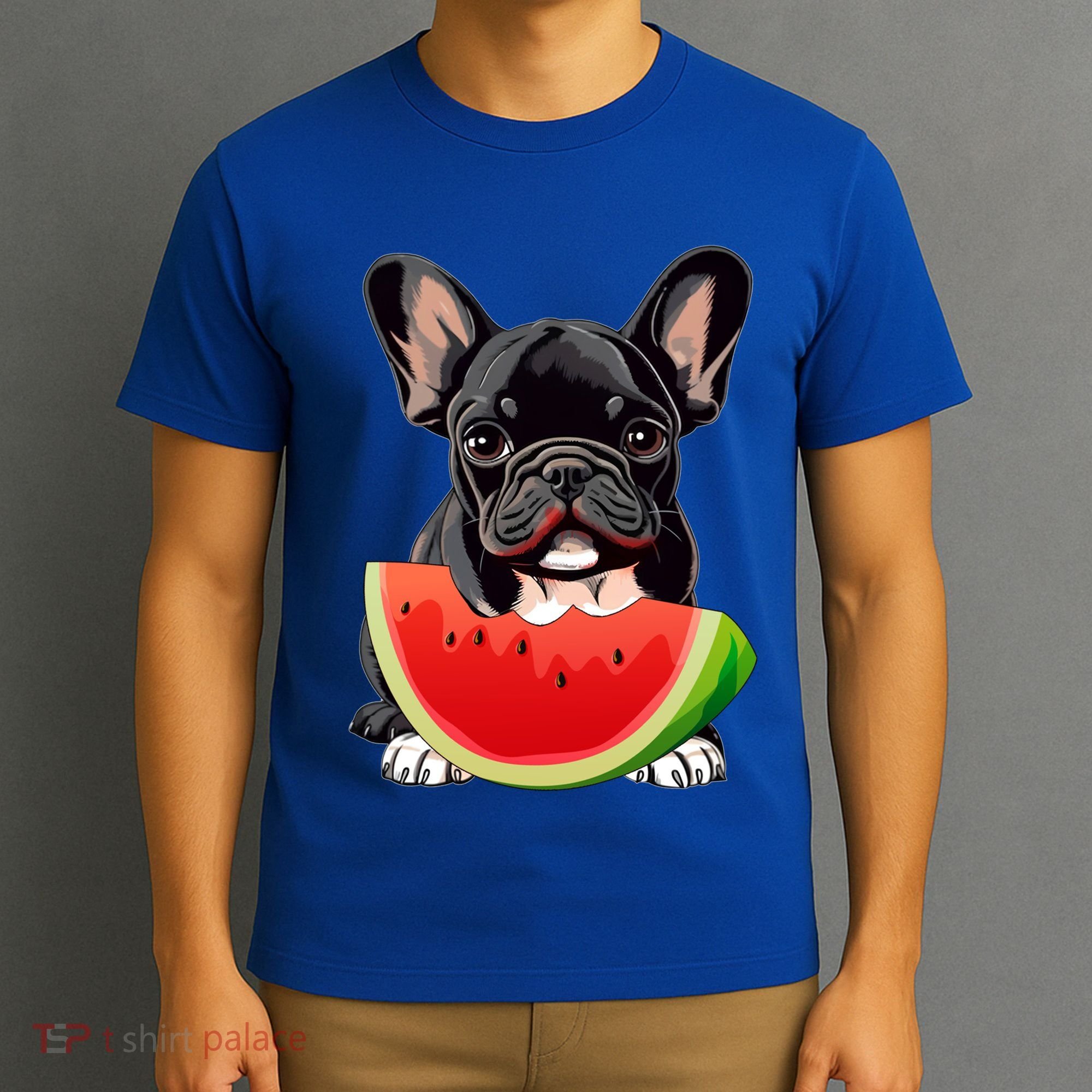 Funny French Bulldog Dog And Watermelon Slice Summer Vacation Gift T-Shirt